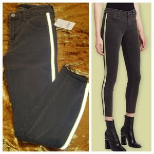 J Brand 835 Mid-Rise Racing Stripe Crop Skinny Jeans